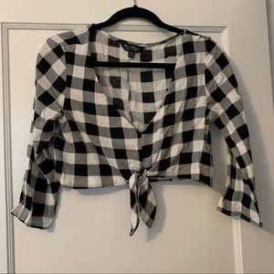 Gingham Plaid Cropped Blouse
